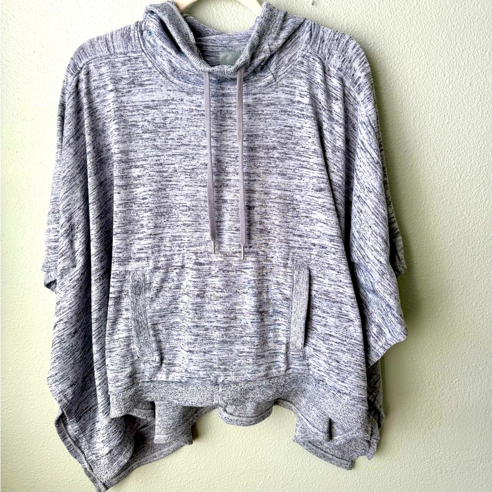Athleta Gray Bliss Space Dye Hooded Poncho Pullover Sweater Size S